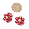 Glass Seed Beads Flower Stud Earrings EJEW-MZ00349-01-3