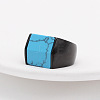 Rectangle Synthetic Turquoise Finger Ring FIND-PW0021-08A-EB-1