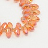 Electroplate Glass Faceted Teardrop Beads Strands EGLA-D014-09-1