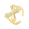 Cross Brass Micro Pave Clear Cubic Zirconia Cuff Rings for Women RJEW-G311-01A-G-1