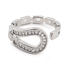 Rack Plating Brass Clear Cubic Zirconia Belt Shape Open Cuff Rings for Women KK-S371-06P-2