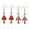 Christmas 304 Stainless Steel Glass Human Dangle Earrings EJEW-MZ00484-2