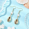 Natural Freshwater Pearl & Electroplated Shell Dangle Earrings for Women EJEW-JE06205-2