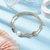 Natural Moonstone Round Beaded Cuff Bangle BJEW-JB10113-01-2