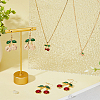 FIBLOOM Cubic Zirconia & Alloy Enamel Cherry Pendant Necklaces & Dangle Earrings SJEW-FI0001-22-5