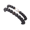 2Pcs Natural Lava Rock Round Beads Stretch Bracelets for Women Men BJEW-JB13054-4