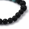 Synthetic Turquoise(Dyed)(Dyed) & Natural Lava Rock Beaded Stretch Bracelets BJEW-JB05415-03-3