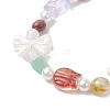 Natural Gemstone & Plastic Pearl Beaded Bracelets BJEW-JB10362-3