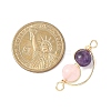 Copper Wire Wrapped Natural Rose Quartz & Amethyst Round Beded Links Connector Charms PALLOY-JF04678-03-2