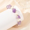 Raw Natural Amethyst Nuggets and Natural Cultured Freshwater Pearl Bead Beaded Bracelets BJEW-JB14387-01-2