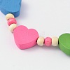 Lovely Heart Wood Beaded Kids Necklaces NJEW-JN01347-04-2
