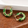 304 Stainless Steel Enamel Hoop Earrings EJEW-Z079-01G-01-2