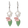 Flower 304 Stainless Steel Handmade Lampwork Dangle Earrings EJEW-JE06430-02-2