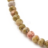 Natural Unakite Round Beaded Bracelet BJEW-JB08238-4