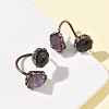Natural Amethyst & Obsidian Rings RJEW-B122-04R-03-1
