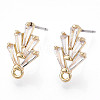 Brass Cubic Zirconia Ear Studs MAK-T011-04G-1