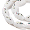Printing Glass Oval Beads for Necklaces Bracelets Making GLAA-B020-01A-08-4
