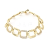 Brass Micro Pave Clear Cubic Zirconia Link Chain Bracelets for Women BJEW-H630-03G-4