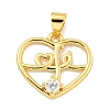 Rack Plating Brass Micro Pave Clear Cubic Zirconia Pendants KK-B091-49G-04-1