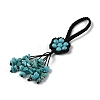 Flower Synthetic Turquoise Gemstone Braided Thread Pendant Decorations HJEW-K046-04G-3