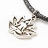 Alloy Lotus Pendant Necklace with Imitation Leather Cord NJEW-JN03863-02-1