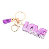 Alloy & Resin Tassel Keychainss AJEW-TADJ0001-20G-10-2