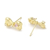 Left and Right Rack Plating Brass Micro Pave Cubic Zirconia Studs Earrings Findings KK-K371-10G-2