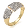 Brass Micro Pave Clear Cubic Zirconia Cuff Finger Rings for Women RJEW-B112-06GP-4