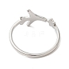 304 Stainless Steel Star & Airplane Open Cuff Ring for Women RJEW-M149-12P-2