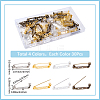 120Pcs 4 Styles Iron Brooch Findings IFIN-SP0001-34-2