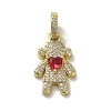 Rack Plating Brass Micro Pave Clear Cubic Zirconia Pendants KK-R158-02E-G-1