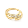 Cross Brass Micro Pave Clear Cubic Zirconia Open Cuff Rings RJEW-G309-10G-2