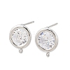 Brass Micro Pave Clear Cubic Zirconia Stud Earring Findings KK-Z133-01P-02-1