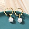 Round Brass Glass Leverback Earrings EJEW-Z152-04G-2