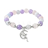 8mm Round Natural Aquamarine & Rose Quartz & Amethyst Beaded Stretch Bracelets BJEW-TA00502-1