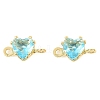 Brass Pave Cubic Zirconia Heart Connector Charms KK-P347-02G-02-2
