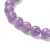 Round Natural Amethyst Beaded Stretch Bracelet with Nuggets Charms for Women BJEW-JB09316-01-5