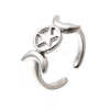 Brass Open Cuff Rings for Women RJEW-K322-01P-4