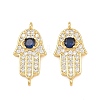 Brass Micro Pave Marine Blue Cubic Zirconia Connector Charms CU-CBAB719-07G-D-1