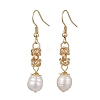 Oval Natural Pearl Dangle Earrings EJEW-JE05614-01-1