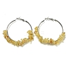 Alloy with Copper Wire Natural Yellow Quartz Hoop Earrings EJEW-Q388-01D-1