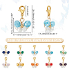 6 Sets Butterfly Copper Wire Wrapped Glass Pendant Decorations HJEW-GA0001-52-2