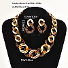 Alloy & CCB Plastic Curb Chain Necklace & Stud Dangle Earrings Sets FS-WG734CE-01-3