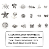 CHGCRAFT 108Pcs 18 Styles Tibetan Style Zinc Alloy Spacer Beads FIND-CA0006-43-2