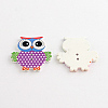 2-Hole Owl Printed Wooden Buttons BUTT-Q032-65-2