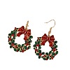 Christmas Wreath Alloy Enamel Dangle Earrings FS-WGEFD29-01-5