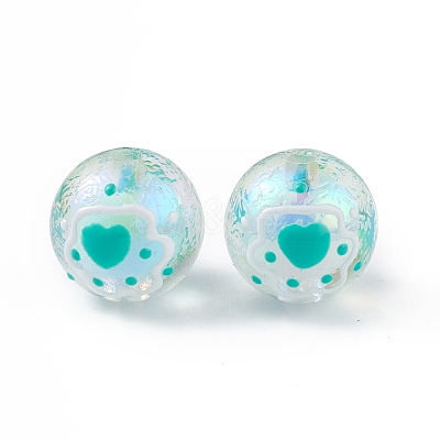 UV Plating Rainbow Iridescent Acrylic Enamel Beads OACR-I003-12A-1