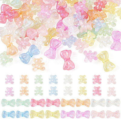 63Pcs 2 Styles Luminous Transparent Acrylic Beads MACR-TA0002-22-1