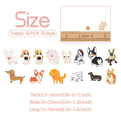 15Pcs 15 Style Puppy Dog Enamel Pins JEWB-YS0001-13-1