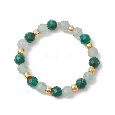 Natural Green Aventurine Beaded Stretch Rings RJEW-JR00867-03-1
